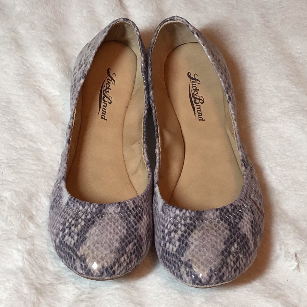 Lucky Brand Emmie Grey Python Print Ballet Flats